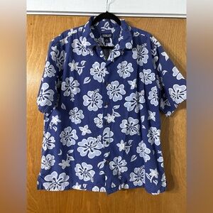 Lands' End Navy Floral Men's Shirt